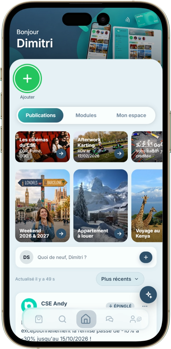 L’application Andy sur mobile : fil d’actualités et avantages du CSE
